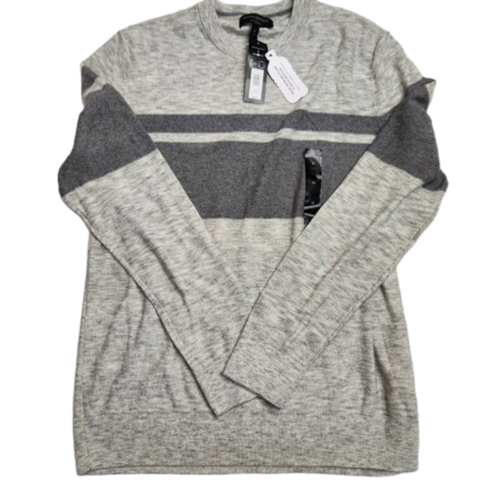 Banana Republic men's Eco sweater NWT gray striped lightweight size Medium